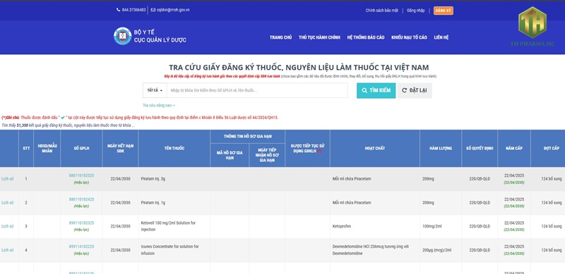 Tra cứu cổng Dịch vụ công thuốc 